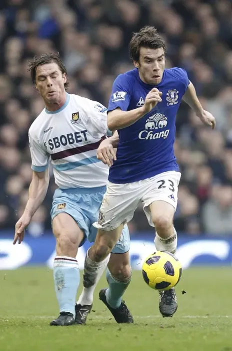 Framed Print : Seamus Coleman Outsmarts Scott Parker: Everton vs. West Ham United, Premier League (22 January 2011) Framed Print : Seamus Coleman Outsmarts Scott Parker: Everton vs. West Ham United, Premier League (22 January 2011)