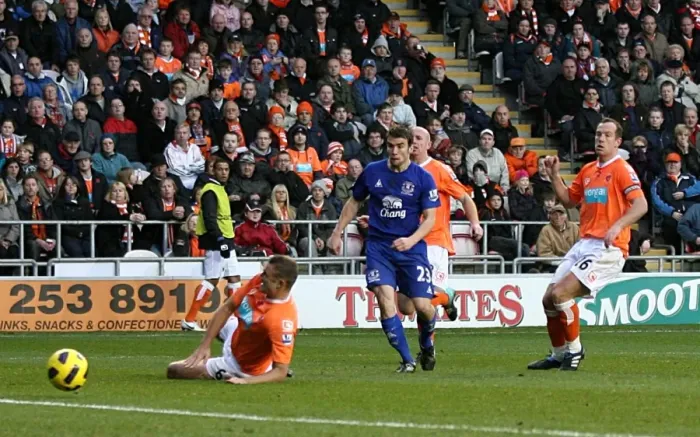 Framed Print : Seamus Coleman Scores Everton's Second Goal Against Blackpool in Premier League (Nov 2010) Framed Print : Seamus Coleman Scores Everton's Second Goal Against Blackpool in Premier League (Nov 2010)