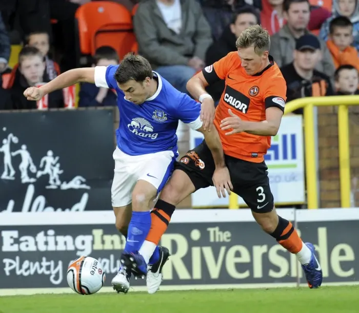 Framed Print : Seamus Coleman vs. Barry Douglas: A Pre-Season Battle at Tannadice Park - Everton vs. Dundee United Framed Print : Seamus Coleman vs. Barry Douglas: A Pre-Season Battle at Tannadice Park - Everton vs. Dundee United
