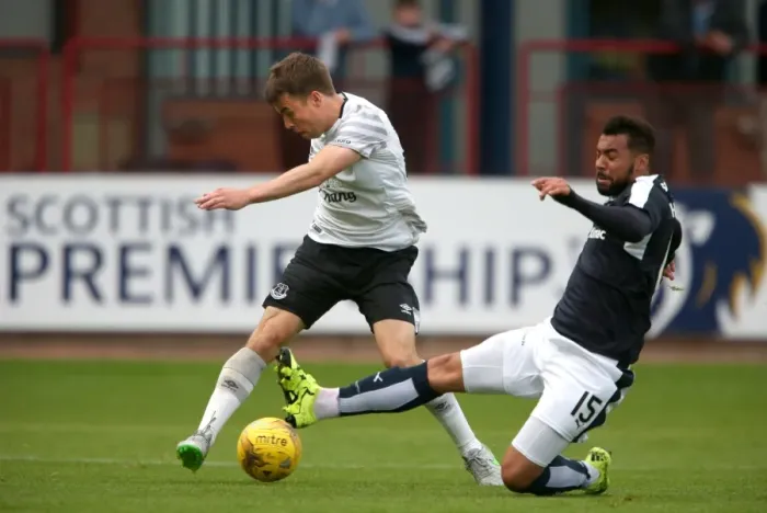 Framed Print : Seamus Coleman vs Kane Hemmings: Intense Battle for the Ball in Everton's Pre-Season Clash against Dundee
