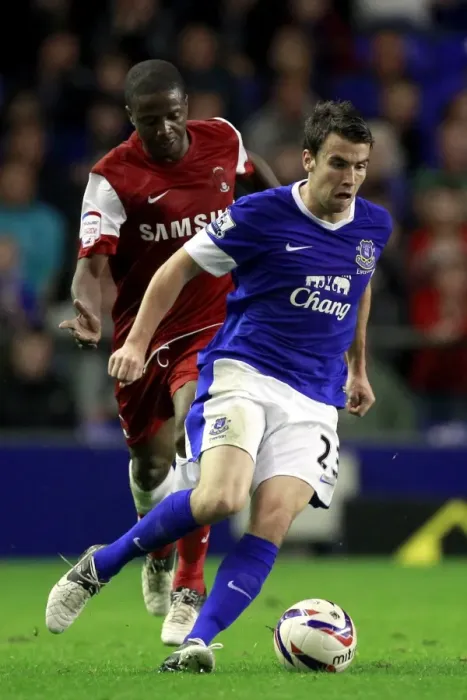 Framed Print : Seamus Coleman vs. Kevin Lisbie: Everton's Dominance in Capital One Cup Second Round against Leyton Orient (5-0) Framed Print : Seamus Coleman vs. Kevin Lisbie: Everton's Dominance in Capital One Cup Second Round against Leyton Orient (5-0)