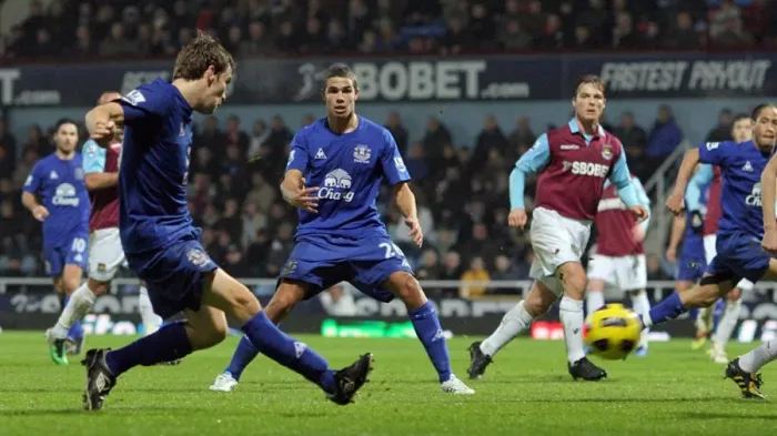 Framed Print : Seamus Coleman's Equalizer: Everton at West Ham United, Barclays Premier League (26 December 2010) Framed Print : Seamus Coleman's Equalizer: Everton at West Ham United, Barclays Premier League (26 December 2010)