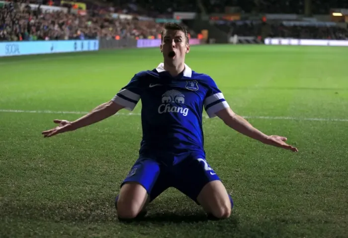 Framed Print : Seamus Coleman's Stunner: Everton's Game-Winning Goal vs. Swansea City (December 22, 2013)