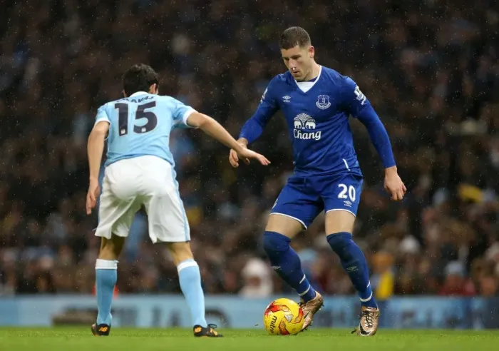 Framed Print : Semi-Final Showdown: Ross Barkley vs Jesus Navas - Manchester City vs Everton, Capital One Cup Framed Print : Semi-Final Showdown: Ross Barkley vs Jesus Navas - Manchester City vs Everton, Capital One Cup
