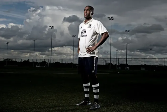 Framed Print : Steely Sylvain Distin: A Defiant Career at Everton FC Framed Print : Steely Sylvain Distin: A Defiant Career at Everton FC