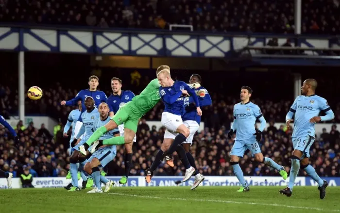 Framed Print : Steven Naismith Strikes First: Everton vs Manchester City, Barclays Premier League - Goodison Park