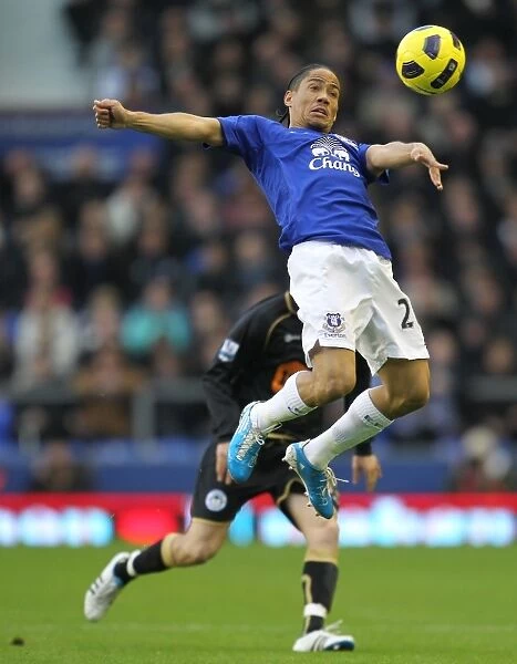 Steven Pienaar Soaring High: Everton's Star Moment vs. Wigan Athletic at Goodison Park, Barclays Premier League