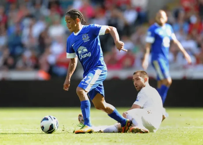 Framed Print : Steven Pienaar's Triumph: Fighting Past Swansea's Etay Shechter (Everton 3-0 Swansea City, September 22, 2012, Liberty Stadium) Framed Print : Steven Pienaar's Triumph: Fighting Past Swansea's Etay Shechter (Everton 3-0 Swansea City, September 22, 2012, Liberty Stadium)