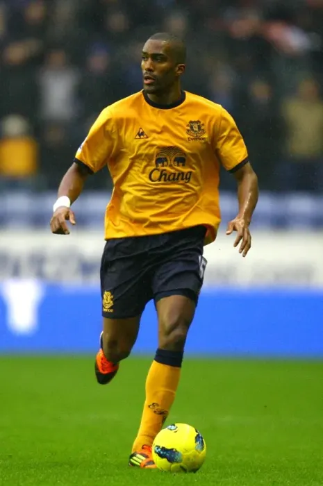Framed Print : Sylvain Distin in Action: Everton vs. Wigan Athletic, Barclays Premier League (04 February 2012)