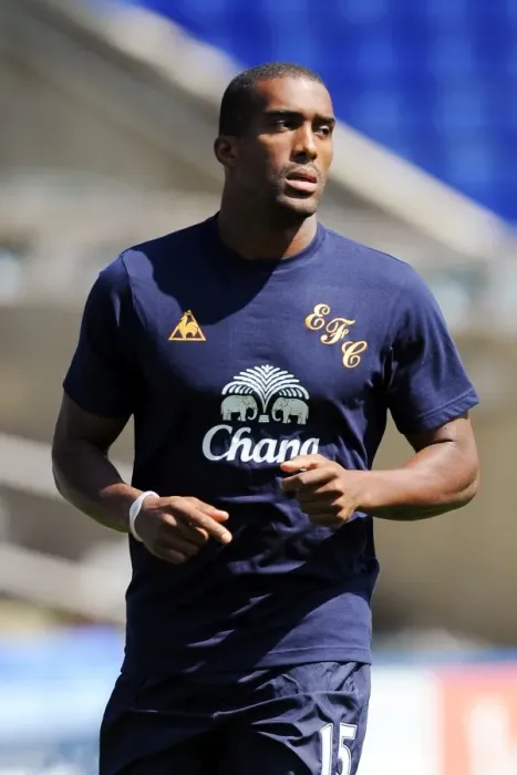 Framed Print : Sylvain Distin in Action: Everton vs Birmingham City (30 July 2011)