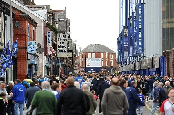 Thrilled Everton FC Fans Gathering Outside Goodison Park Before Everton vs. Huddersfield Town Carling Cup Match (2010)