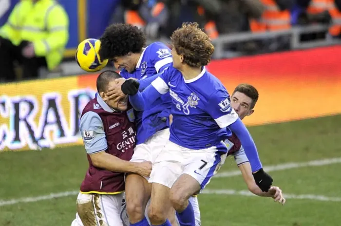 Framed Print : Thrilling 3-3 Draw: Fellaini's Last-Minute Header Saves Everton against Aston Villa (Barclays Premier League, 02-02-2013) Framed Print : Thrilling 3-3 Draw: Fellaini's Last-Minute Header Saves Everton against Aston Villa (Barclays Premier League, 02-02-2013)