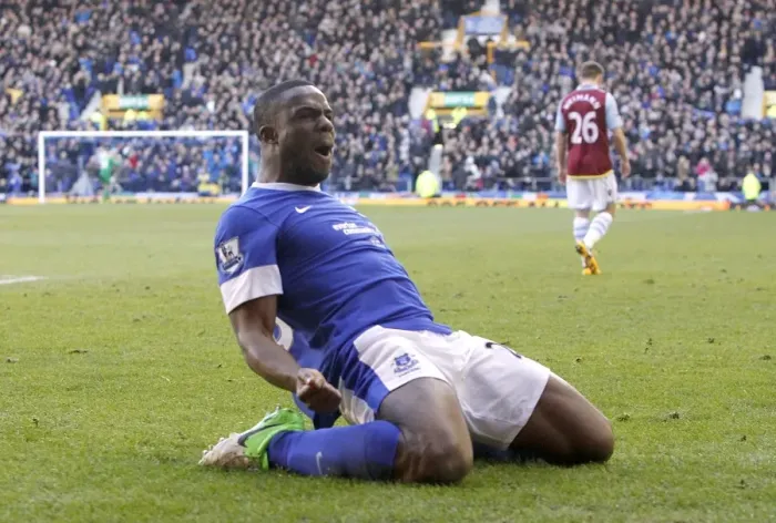 Framed Print : Thrilling 3-3 Draw: Victor Anichebe Scores Everton's Opener vs Aston Villa (Barclays Premier League, 02-02-2013) Framed Print : Thrilling 3-3 Draw: Victor Anichebe Scores Everton's Opener vs Aston Villa (Barclays Premier League, 02-02-2013)