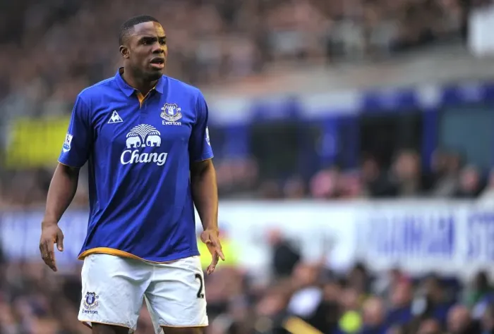 Framed Print : Thrilling Victor Anichebe Goal: Everton vs. Blackburn Rovers, Premier League (21 January 2012, Goodison Park)