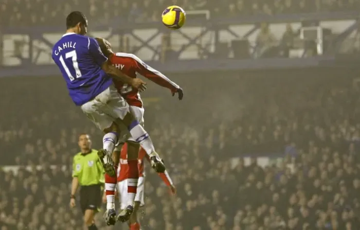 Framed Print : Tim Cahill Scores First Goal for Everton Against Arsenal in 08 / 09 Premier League Framed Print : Tim Cahill Scores First Goal for Everton Against Arsenal in 08 / 09 Premier League