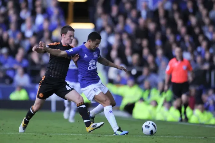 Framed Print : Tim Cahill vs. Josh McEachran: A Battle in the Premier League - Everton vs. Chelsea (2011)