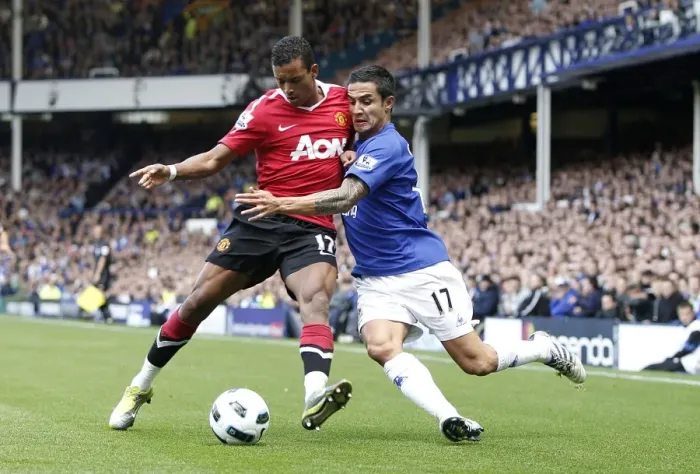 Framed Print : Tim Cahill vs Nani: A Battle for the Ball - Everton vs Manchester United (September 11, 2010, Goodison Park) Framed Print : Tim Cahill vs Nani: A Battle for the Ball - Everton vs Manchester United (September 11, 2010, Goodison Park)
