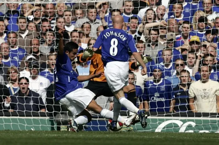 Framed Print : Tim Cahill's Derby Glory: Everton's Unforgettable Moment Framed Print : Tim Cahill's Derby Glory: Everton's Unforgettable Moment