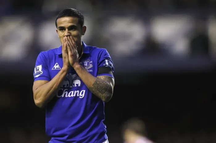 Framed Print : Tim Cahill's Disappointment: A Missed Goal Opportunity for Everton against Stoke City (04 December 2011) Framed Print : Tim Cahill's Disappointment: A Missed Goal Opportunity for Everton against Stoke City (04 December 2011)
