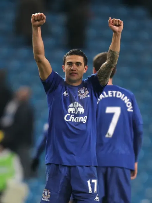 Framed Print : Tim Cahill's Euphoric Moment: Manchester City vs. Everton, Barclays Premier League (20 December 2010) Framed Print : Tim Cahill's Euphoric Moment: Manchester City vs. Everton, Barclays Premier League (20 December 2010)