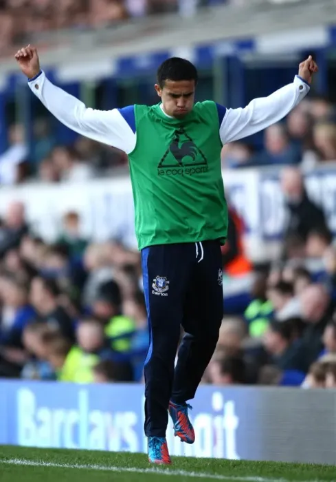 Framed Print : Tim Cahill's Pre-Match Ritual: Everton's Star Player Warms Up at Goodison Park Before Newcastle United Clash (Barclays Premier League, 13 May 2012) Framed Print : Tim Cahill's Pre-Match Ritual: Everton's Star Player Warms Up at Goodison Park Before Newcastle United Clash (Barclays Premier League, 13 May 2012)