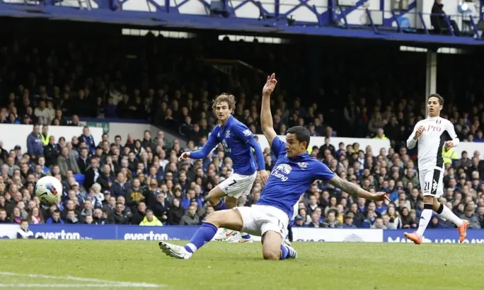 Framed Print : Tim Cahill's Stunner: Everton's Fourth Goal vs. Fulham (April 2012, Barclays Premier League) Framed Print : Tim Cahill's Stunner: Everton's Fourth Goal vs. Fulham (April 2012, Barclays Premier League)