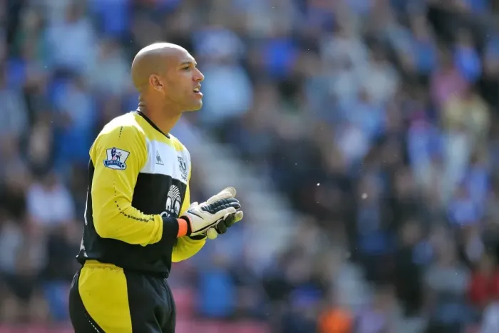 Framed Print : Tim Howard in Action: Everton vs. Wigan Athletic, Barclays Premier League (30 April 2011)