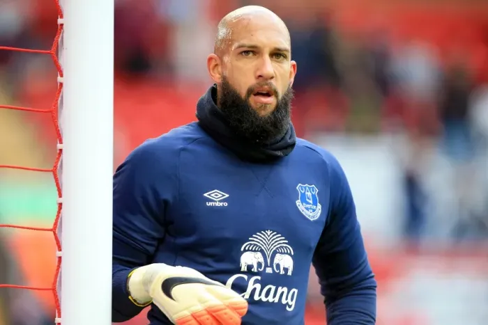Framed Print : Tim Howard's Heroic Save: Liverpool vs. Everton, Premier League Rivalry at Anfield