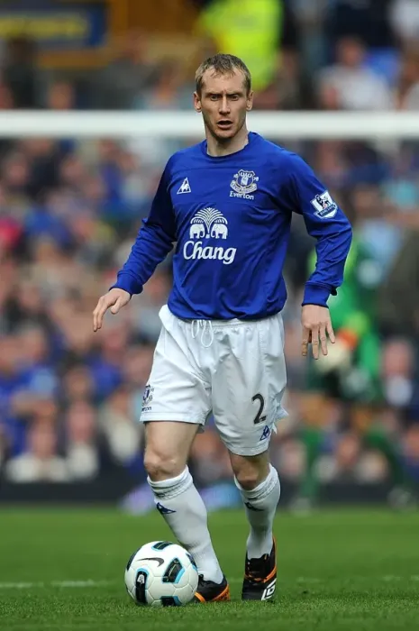 Framed Print : Tony Hibbert in Action: Everton vs. Blackburn Rovers, Goodison Park, Barclays Premier League (April 16, 2011)