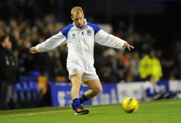 Framed Print : Tony Hibbert at Goodison Park: Everton vs Swansea City - Barclays Premier League (21 December 2011)