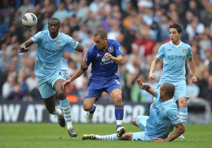 Framed Print : Toure and Kompany vs. Osman: Manchester City vs. Everton Clash (Premier League 2011) Framed Print : Toure and Kompany vs. Osman: Manchester City vs. Everton Clash (Premier League 2011)