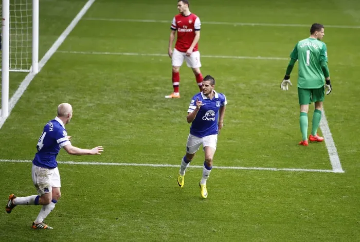 Framed Print : Triumphant Everton: Mirallas, Naismith, and Arteta's Own Goal (3-0 vs Arsenal, Goodison Park, 06-04-2014) Framed Print : Triumphant Everton: Mirallas, Naismith, and Arteta's Own Goal (3-0 vs Arsenal, Goodison Park, 06-04-2014)