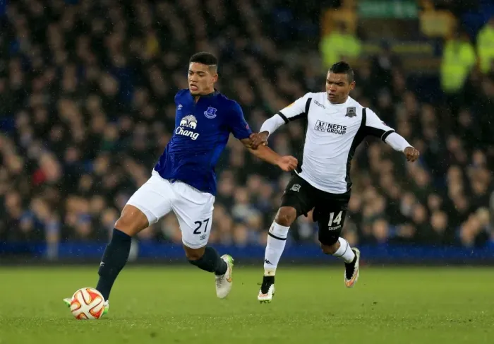 Framed Print : Tyias Browning vs Wanderson: Battle for Ball Supremacy in Everton vs FK Krasnodar UEFA Europa League Clash Framed Print : Tyias Browning vs Wanderson: Battle for Ball Supremacy in Everton vs FK Krasnodar UEFA Europa League Clash