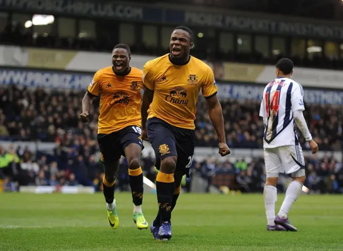 Framed Print : Victor Anichebe's Stunner: Everton's Opening Goal vs. West Bromwich Albion (January 1, 2012) Framed Print : Victor Anichebe's Stunner: Everton's Opening Goal vs. West Bromwich Albion (January 1, 2012)