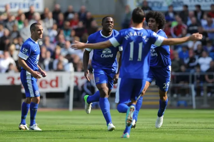 Framed Print : Victor Anichebe's Thrilling Goal: Everton's 3-0 Victory Over Swansea City (Premier League 2012-13, Liberty Stadium) Framed Print : Victor Anichebe's Thrilling Goal: Everton's 3-0 Victory Over Swansea City (Premier League 2012-13, Liberty Stadium)