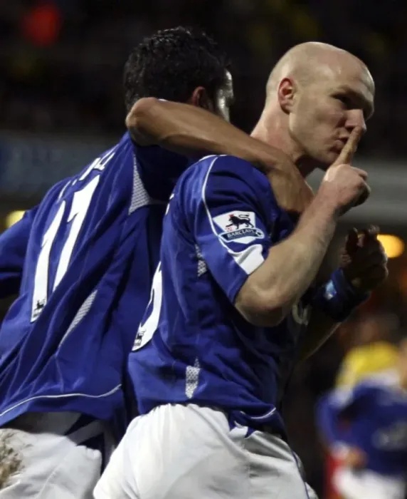 Framed Print : Watford v Everton - Andy Johnson celebrates scoring the second goal for Everton