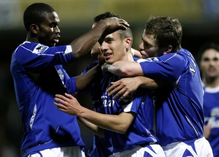 Framed Print : Watford v Everton - Leon Osman celebrates after scoring the third goal for Everton with Joseph Yo Framed Print : Watford v Everton - Leon Osman celebrates after scoring the third goal for Everton with Joseph Yo