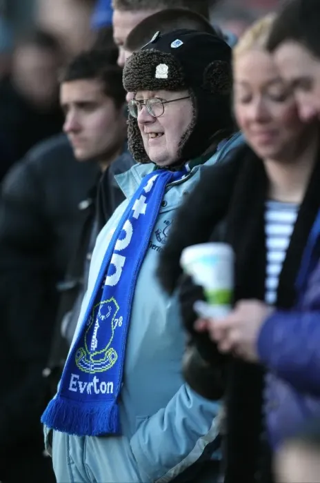Framed Print : Wrapped Up in Blue: Everton Fan Braves Cold Weather at Scunthorpe United (FA Cup Third Round, 08 January 2011)