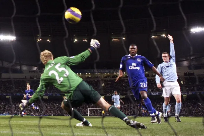 Framed Print : Yakubu Scores First Everton Goal: Manchester City vs. Everton, Barclays Premier League 2008 Framed Print : Yakubu Scores First Everton Goal: Manchester City vs. Everton, Barclays Premier League 2008