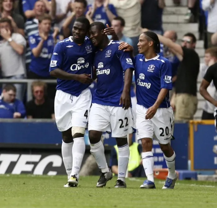 Framed Print : Yakubu Scores First Goal for Everton Against Newcastle United, Premier League 2008