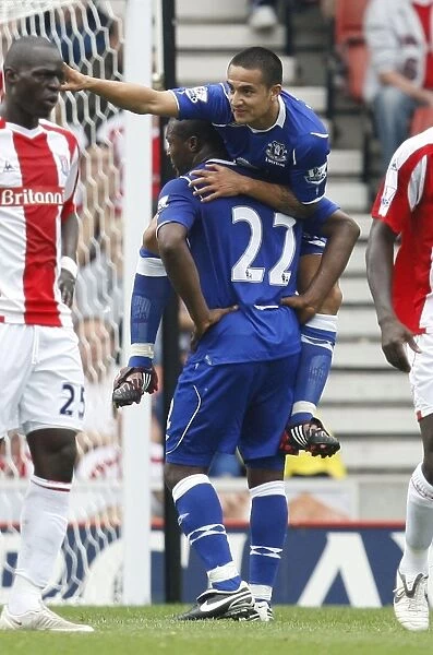 Yakubu and Tim Cahill: Celebrating Everton's First Goal Against Stoke City, 2008