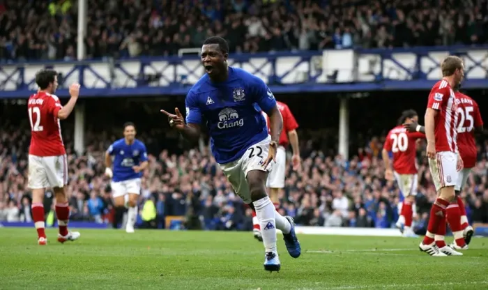 Framed Print : Yakubu's Opener: Everton FC vs Stoke City, Barclays Premier League, Goodison Park (30 October 2010) Framed Print : Yakubu's Opener: Everton FC vs Stoke City, Barclays Premier League, Goodison Park (30 October 2010)