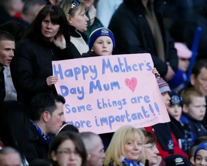 Framed Print : Young Everton Fan's Heartfelt Mother's Day Wish at Goodison Park during Everton vs. Portsmouth, Barclays Premier League, 07 / 08 Season Framed Print : Young Everton Fan's Heartfelt Mother's Day Wish at Goodison Park during Everton vs. Portsmouth, Barclays Premier League, 07 / 08 Season