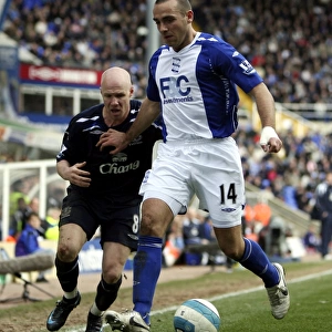 Andrew Johnson vs. David Murphy: Intense Face-Off During Birmingham vs. Everton Premier League Match, 2008