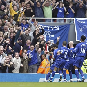 Arsenal v Everton - 06 / 07 - 28 / 10 / 06 Tim Cahill celebrates scoring the first goal for Everton with team