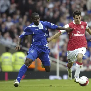 Arsenal v Everton Arsenals Francesc Fabregas and Evertons Joseph Yobo in action