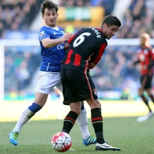 Baines vs. Surman: Intense Battle for Ball Possession - Everton vs. AFC Bournemouth, Barclays Premier League, Goodison Park Baines vs. Surman: Intense Battle for Ball Possession - Everton vs. AFC Bournemouth, Barclays Premier League, Goodison Park
