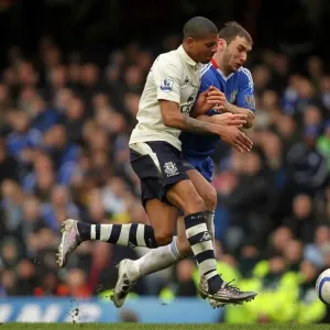 Battle for the Ball: Jermaine Beckford vs. Branislav Ivanovic - FA Cup Fourth Round Replay, Chelsea vs. Everton (19 February 2011)