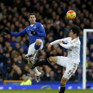 Battle for the Ball: Oviedo vs Ki at Goodison Park - Everton vs Swansea City Battle for the Ball: Oviedo vs Ki at Goodison Park - Everton vs Swansea City