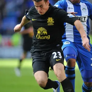 Battle for Ball Possession: Seamus Coleman vs. Jean Beausejour - Wigan Athletic vs. Everton (2-2 Stalemate, DW Stadium, October 6, 2012) Battle for Ball Possession: Seamus Coleman vs. Jean Beausejour - Wigan Athletic vs. Everton (2-2 Stalemate, DW Stadium, October 6, 2012)